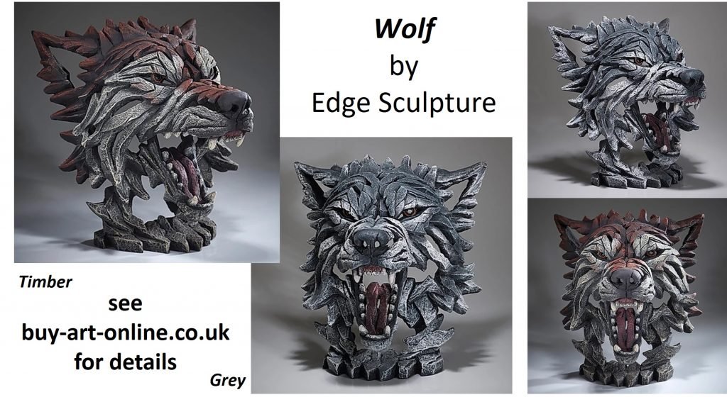 Edge Sculpture Wolf Sculptures - Timber - Grey