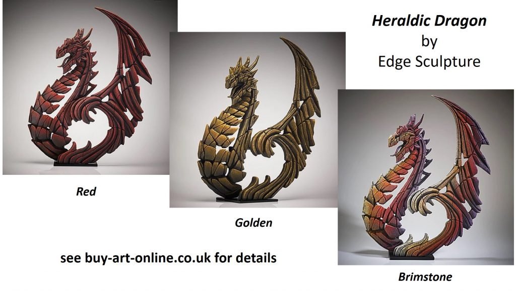 Heraldic-Dragon-Brimstone-Red-Golden-Edge-Sculpture-Matt-Buckley