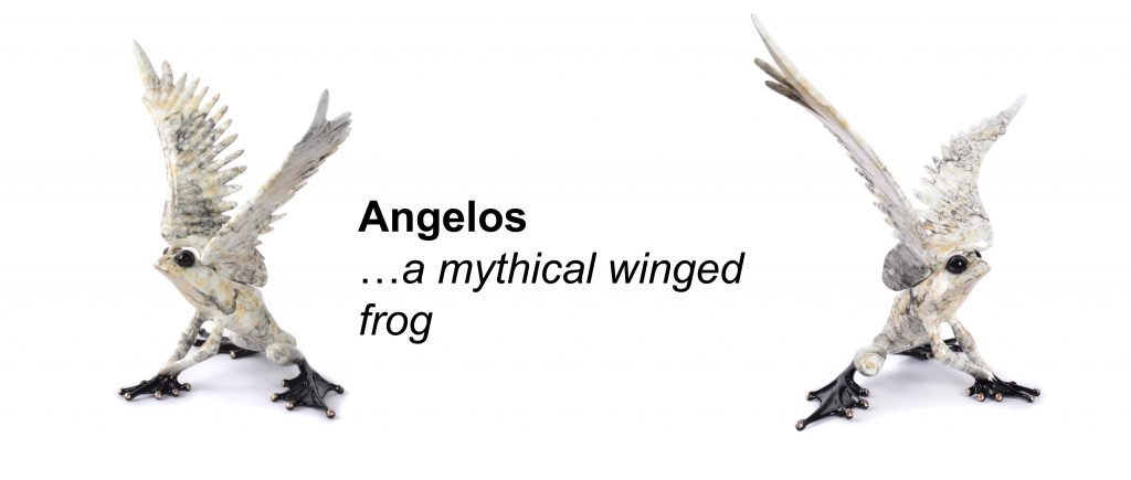 angelos winged frog sculpture