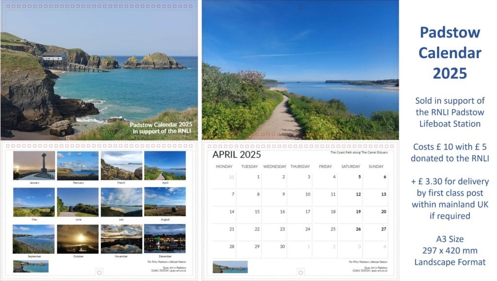 Padstow Calendar 2025 in support of Padstow RNLI Lifeboat